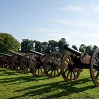 A row of cannons at the Battle of The Boyne Visitor Centre