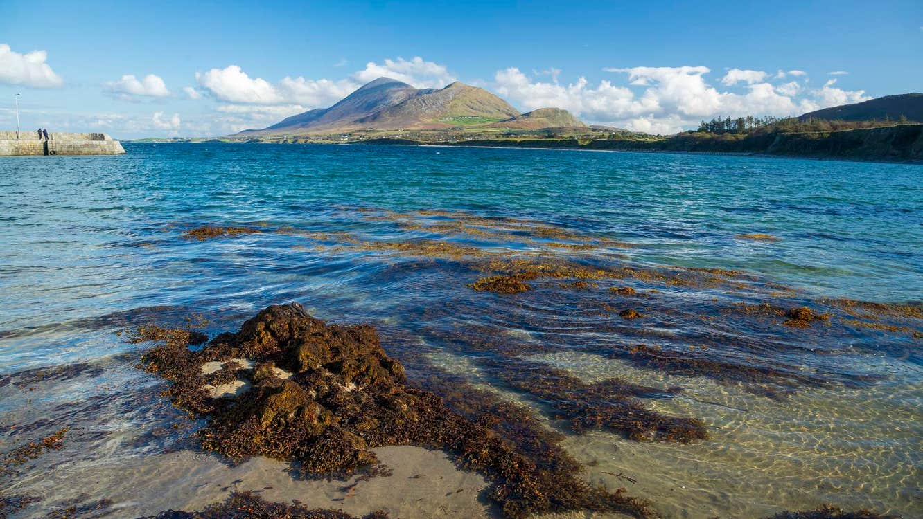 View of Croagh Patrick from water at Old Head beach.