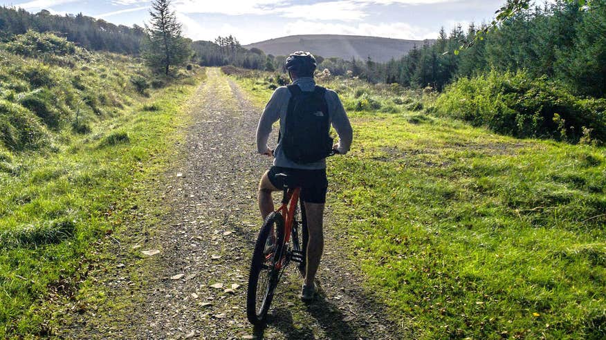 A mountain biker exploring the trails in the Slieve Bloom Mountains, County Offaly