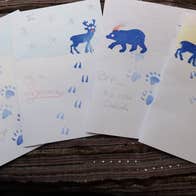 Footprints in the snow greeting cards