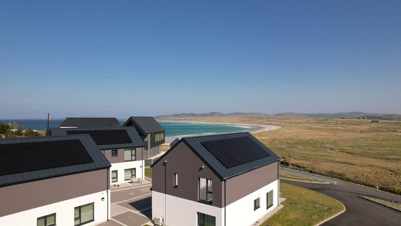 View of houses and sea