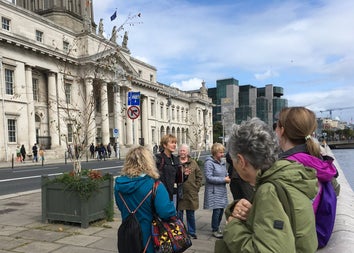 Group of people on a walking tour in Dublin City