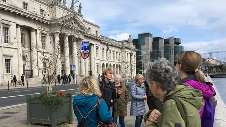 Group of people on a walking tour in Dublin City