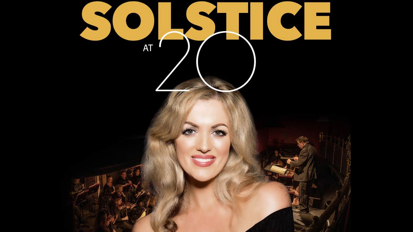 Promotional image for Irish National Opera’s gala concert celebrating Solstice Arts Centre’s 20th anniversary, featuring acclaimed soloists, emerging voices and a live orchestra.