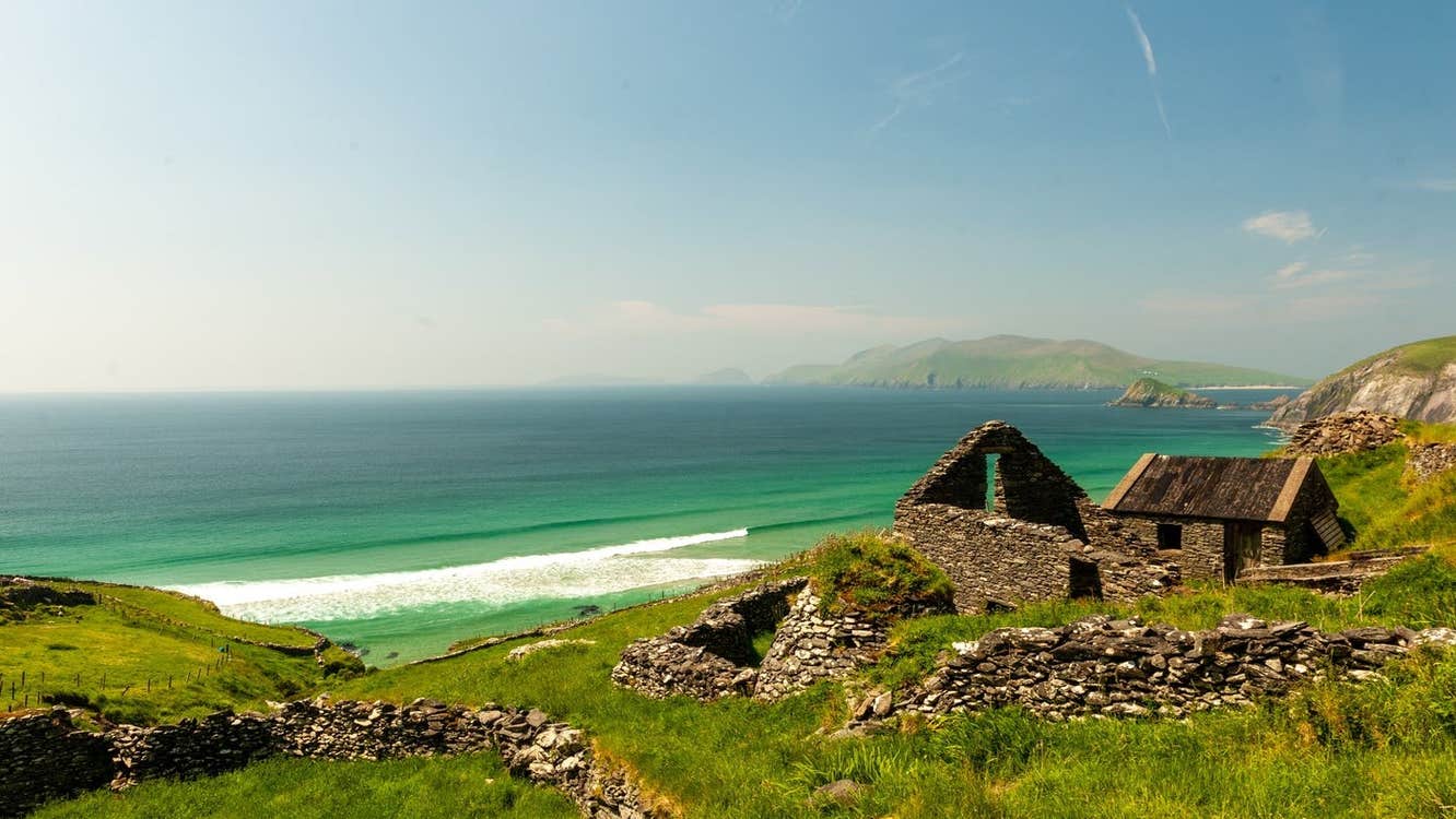 The ruins of a cottage overlooking the sea