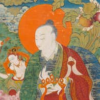 Detail of The Arhat Rahula Bhadra, Thangka, Tibetan-Chinese, 18th century