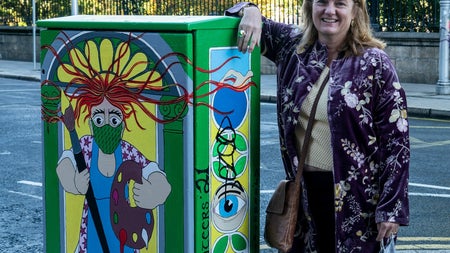 Artful Tours guide Nicola guiding a street art tour around Dublin City streets