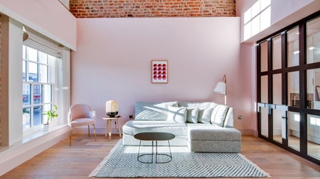 Couch with soft cushions.