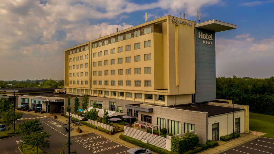 Exterior view of hotel.