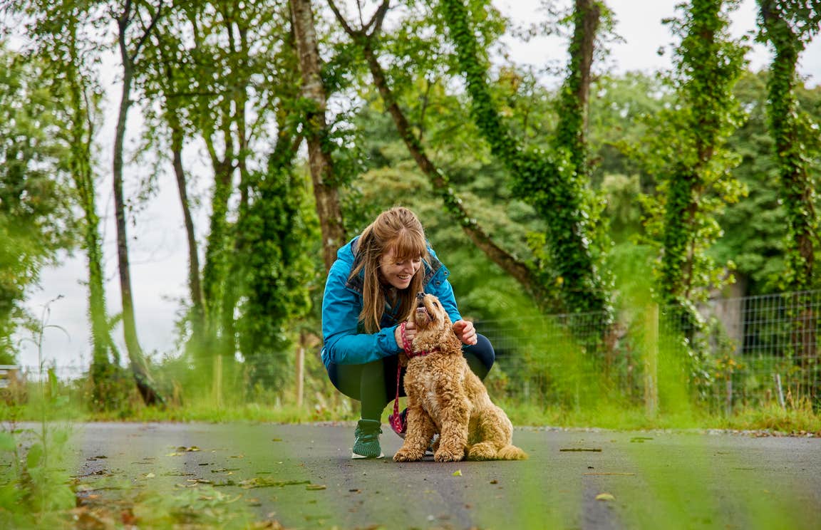 A woman with her dog