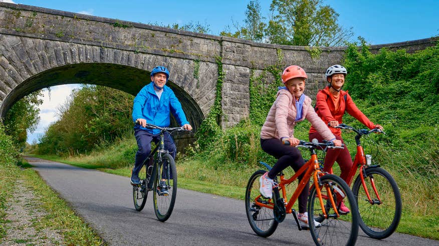 People cycling the Old Rail Trail Greenway in Co Westmeath