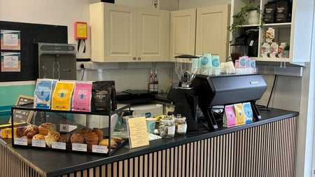 The counter and service area at Guy's café