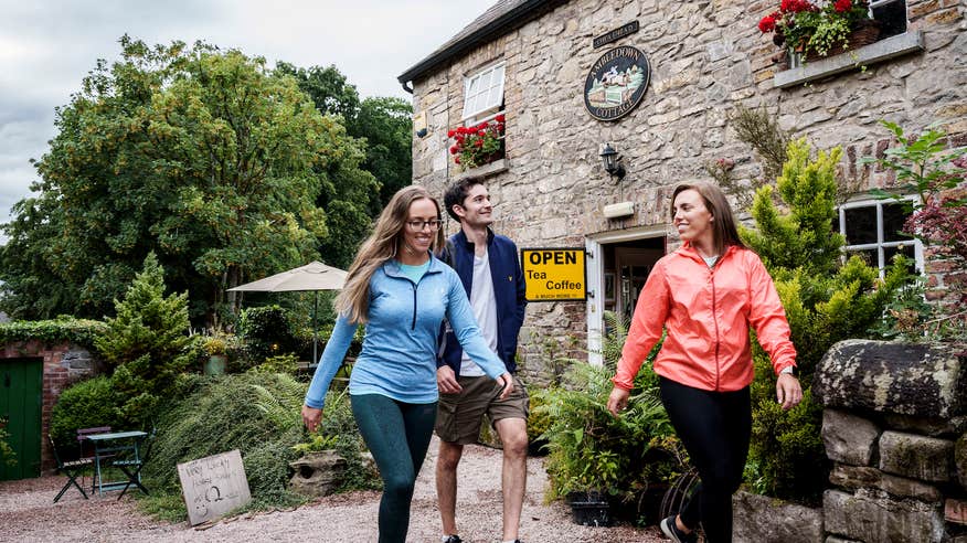 People walking through Glaslough village in Monaghan
