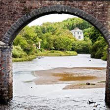 View from under the arches of the Old Railway Bridge, Newport, County Mayo