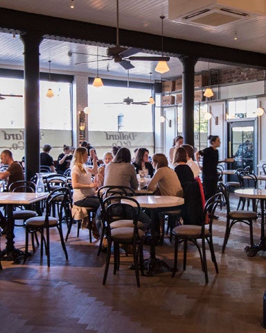 People dining in the Dollard Market