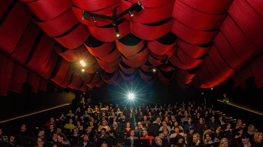 View of the audience watching a film at the Pálás Cinema as part of the Galway Film Fleadh, Galway City.