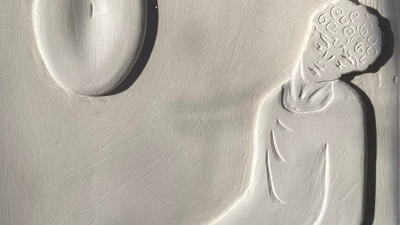 plaster, sapphire 15x22x2cm 2025