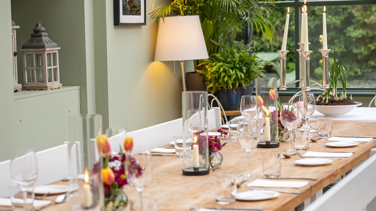 Dining in the conservatory