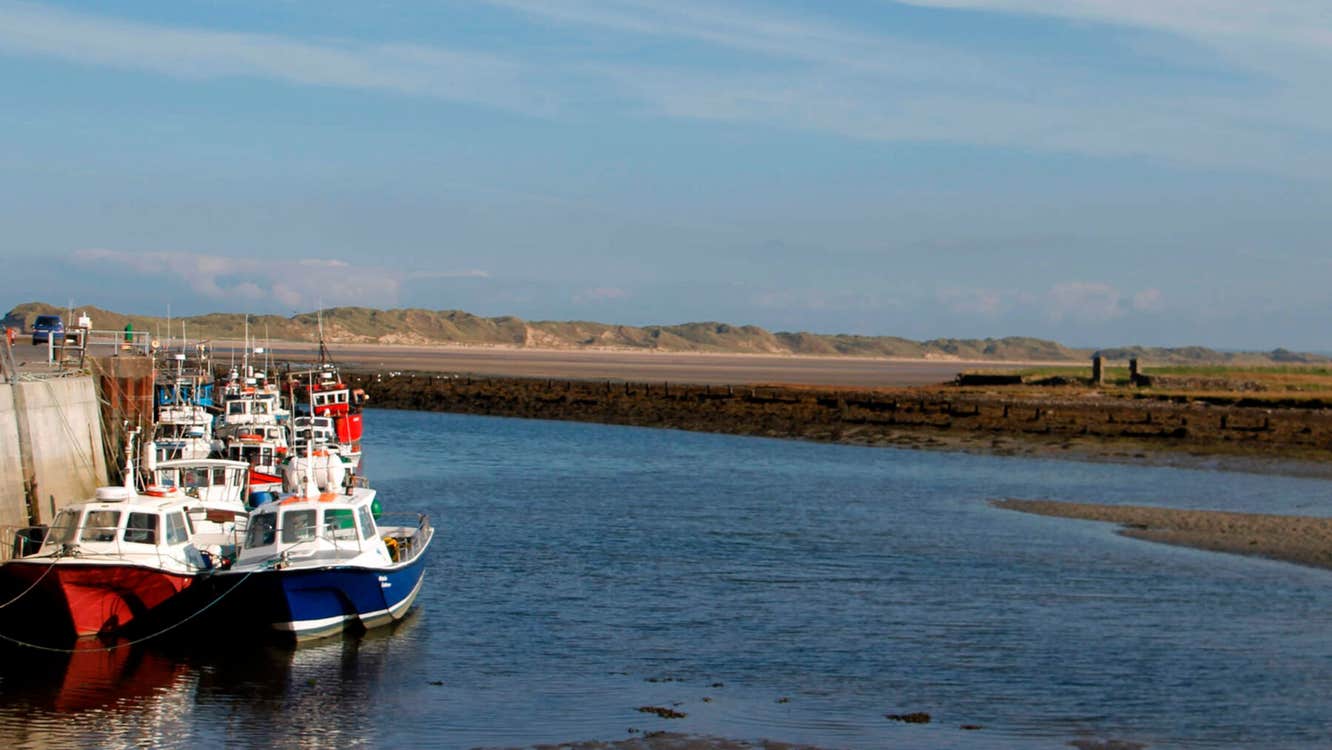 Boats lined up at Killala Quay in County Mayo.
