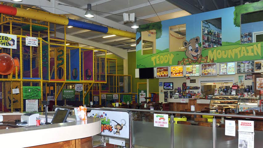 Teddy mountain area where the teddy bears are created at Rock 'n' Bowl