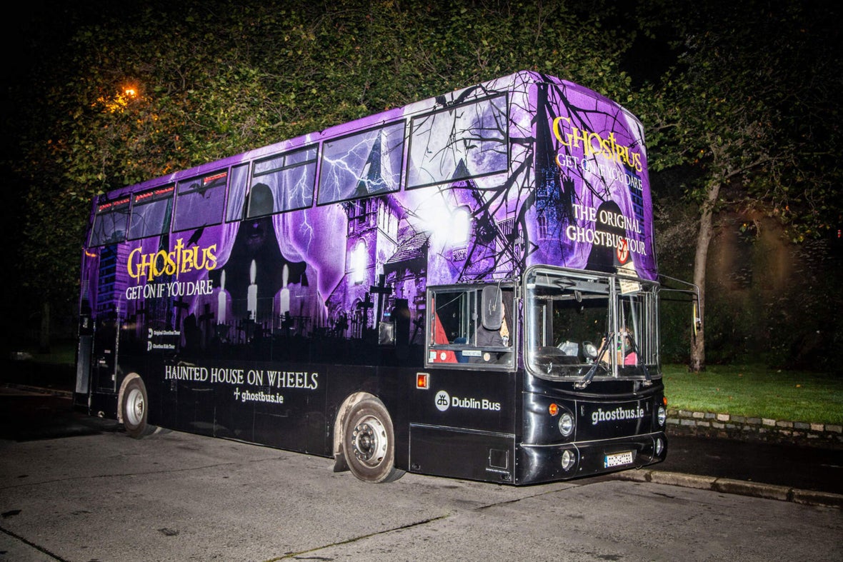 An image of the GhostBus used in GhostBus Tours in Dublin City.