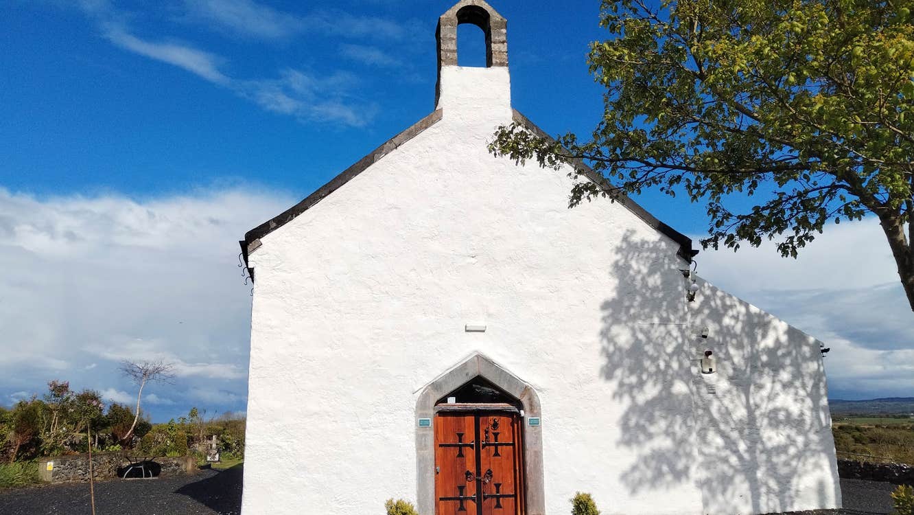 Burren Art Gallery white exterior of the former church