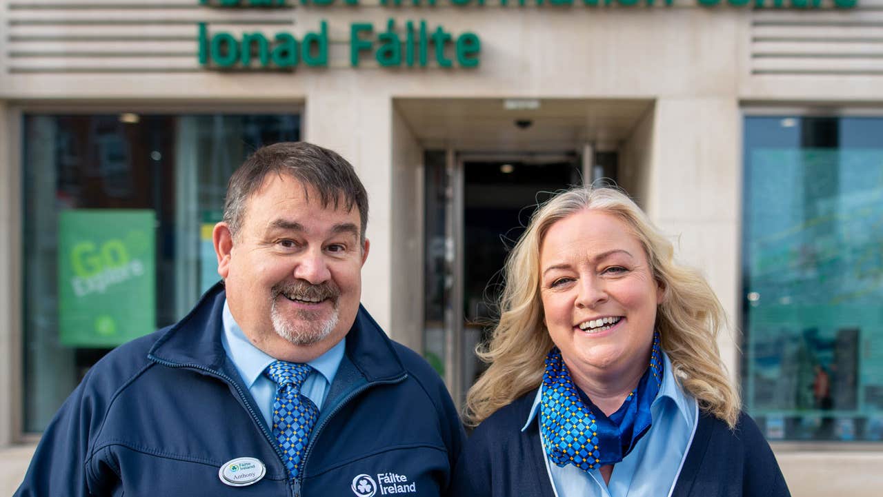 Staff from the Cork Tourist Information Centre standing outside the office