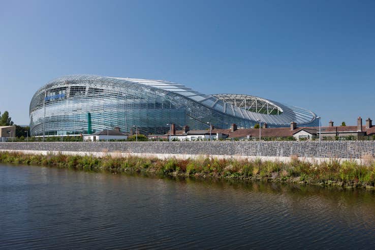 Exterior image of Aviva Stadium in Dublin city