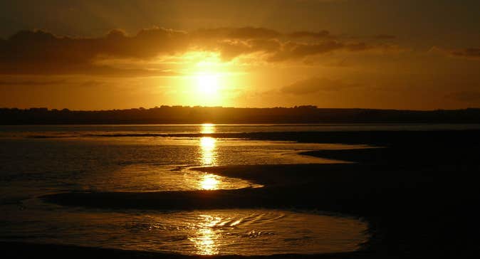 A beautiful golden sunset at Strandhill Beach, Sligo