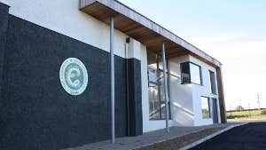 The exterior of a modern distillery