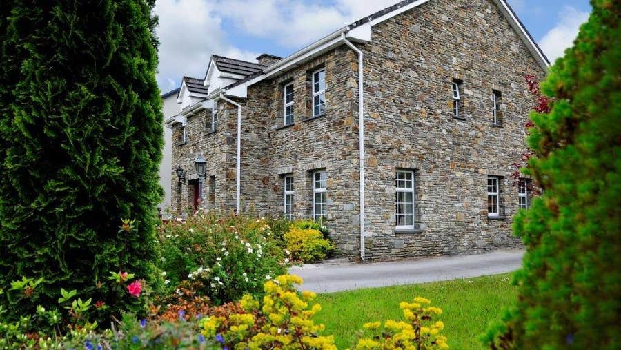 Side view of stone house