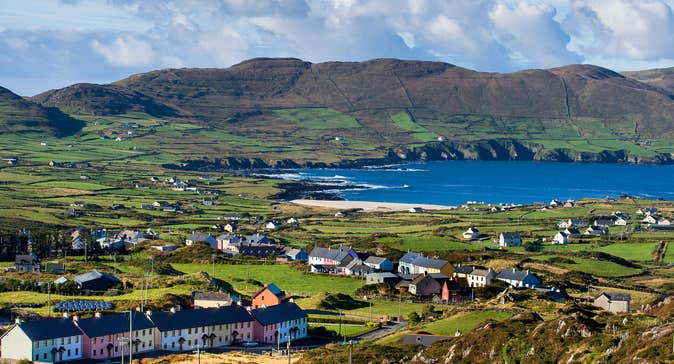 Colourful houses by the sea on Allihies Trail in West Cork