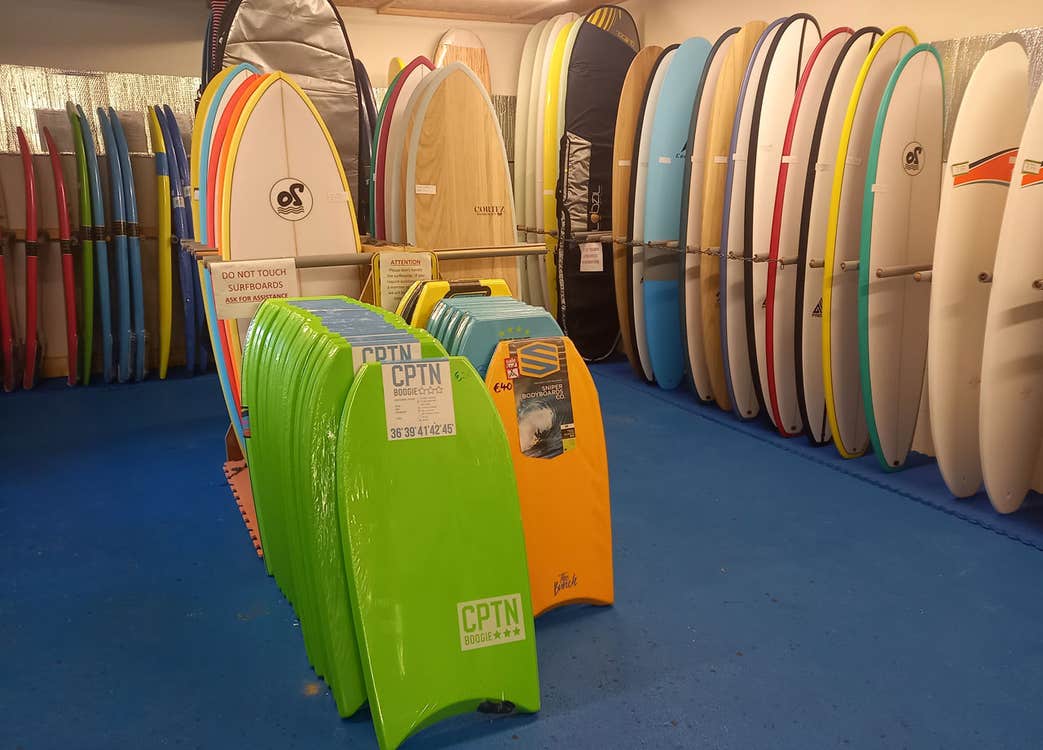Surf boards and body boards at Surfworld surf shop Bundoran