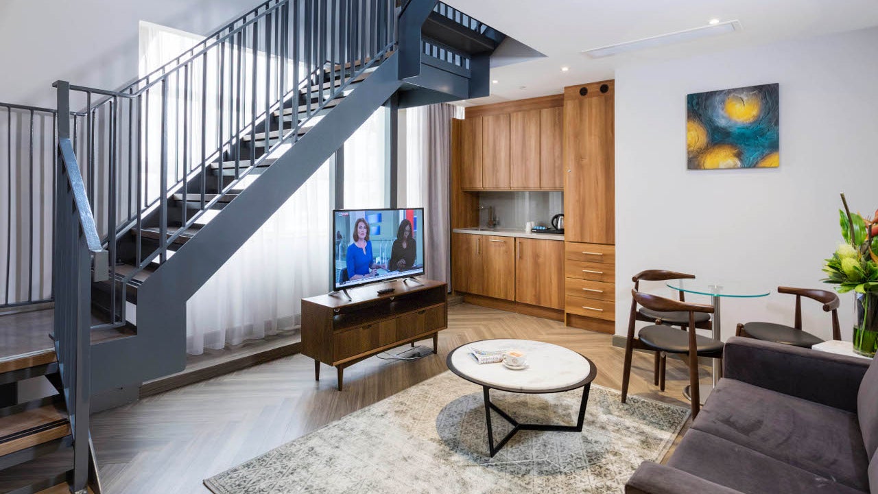 Sitting room with stairs