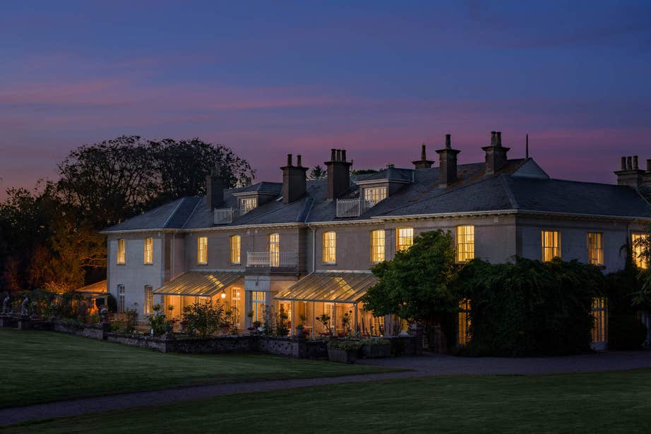 Dunbrody House at night.