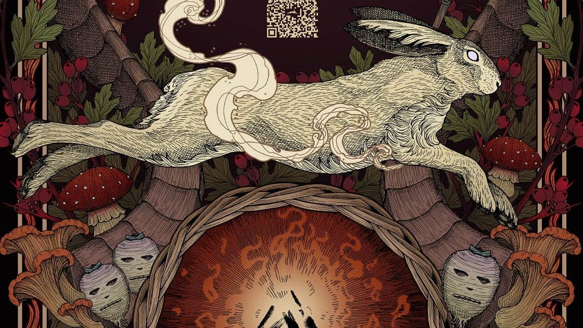 Part of An Féile Eile's Event Poster with a leaping hare