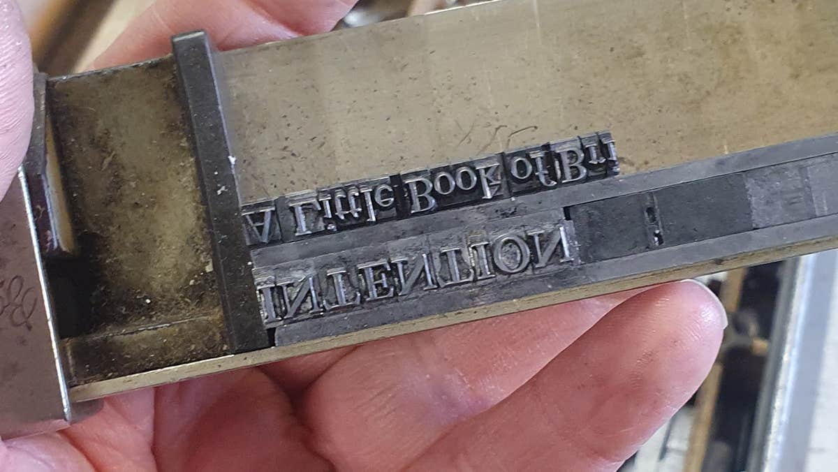 Characters on letterpress composing stick