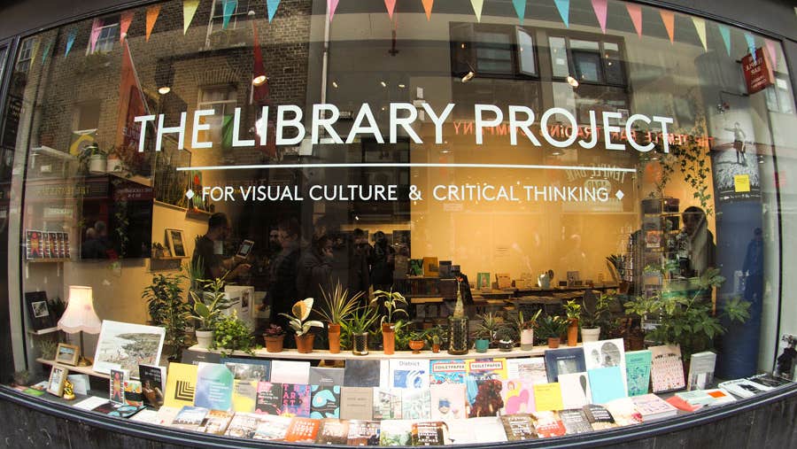 The Library Project exterior showing the window display