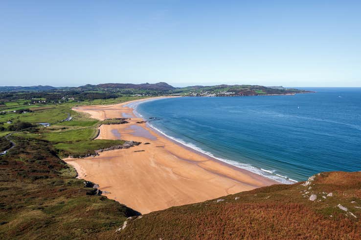 Aerial view of Portsalon Beach in Co Donegal