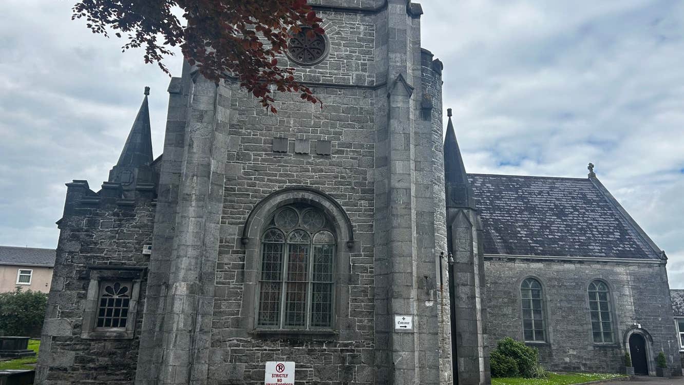 The exterior of a large church