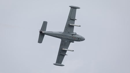 The drama filled display by a Strikemaster Jet