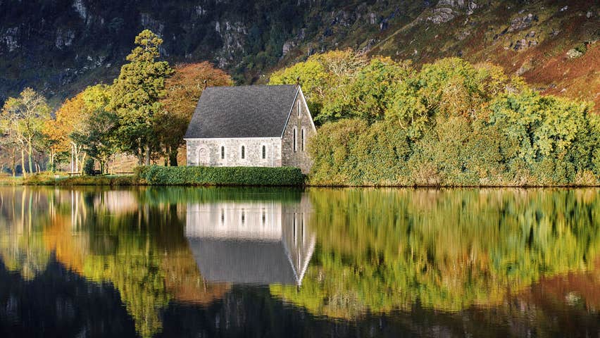 Early autumn scene with Gougenbarra in Cork reflected in the lake