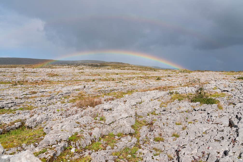 A double rainbow over the Burren National Park.