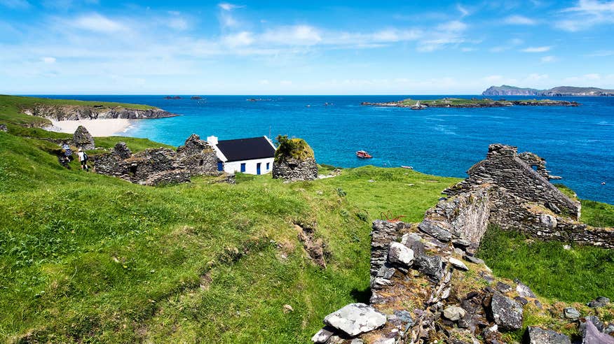 A white cottage beside the sea on the Great Blasket Islands, Kerry