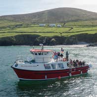 A boat with passengers at sea