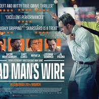 Poster for film Dead Man's Wire with a man holding a shotgun to the head of another man.
