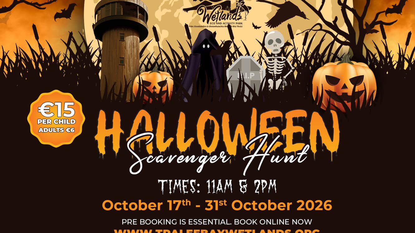 Halloween Scavenger Hunt at Tralee Bay Wetlands poster with Halloween themed images.