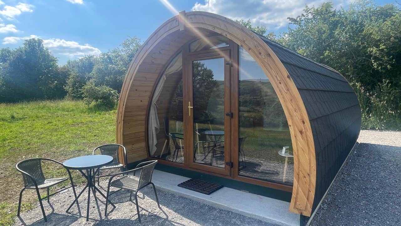 Front view of pod and seating area