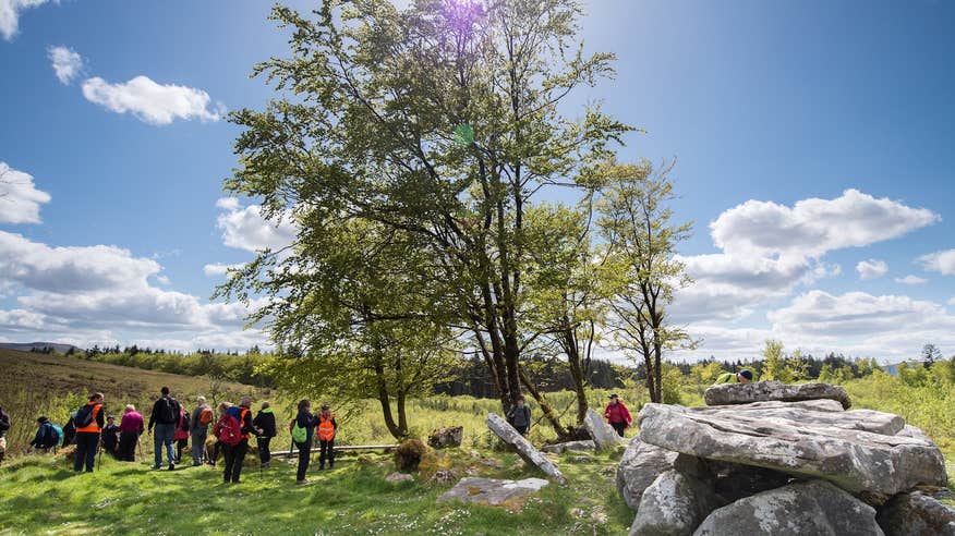 People on a walking tour in Cavan Burren Park in County Cavan