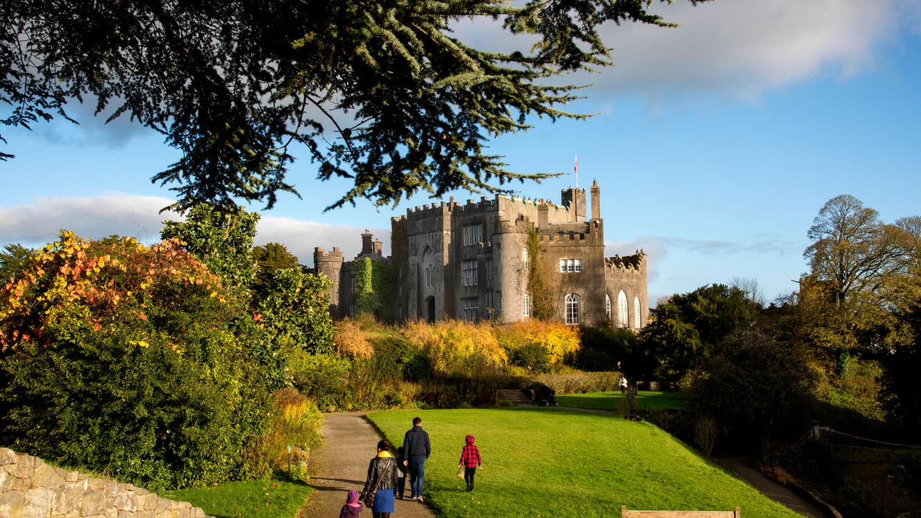 Family exploring the grounds of Birr Castle, County Offaly